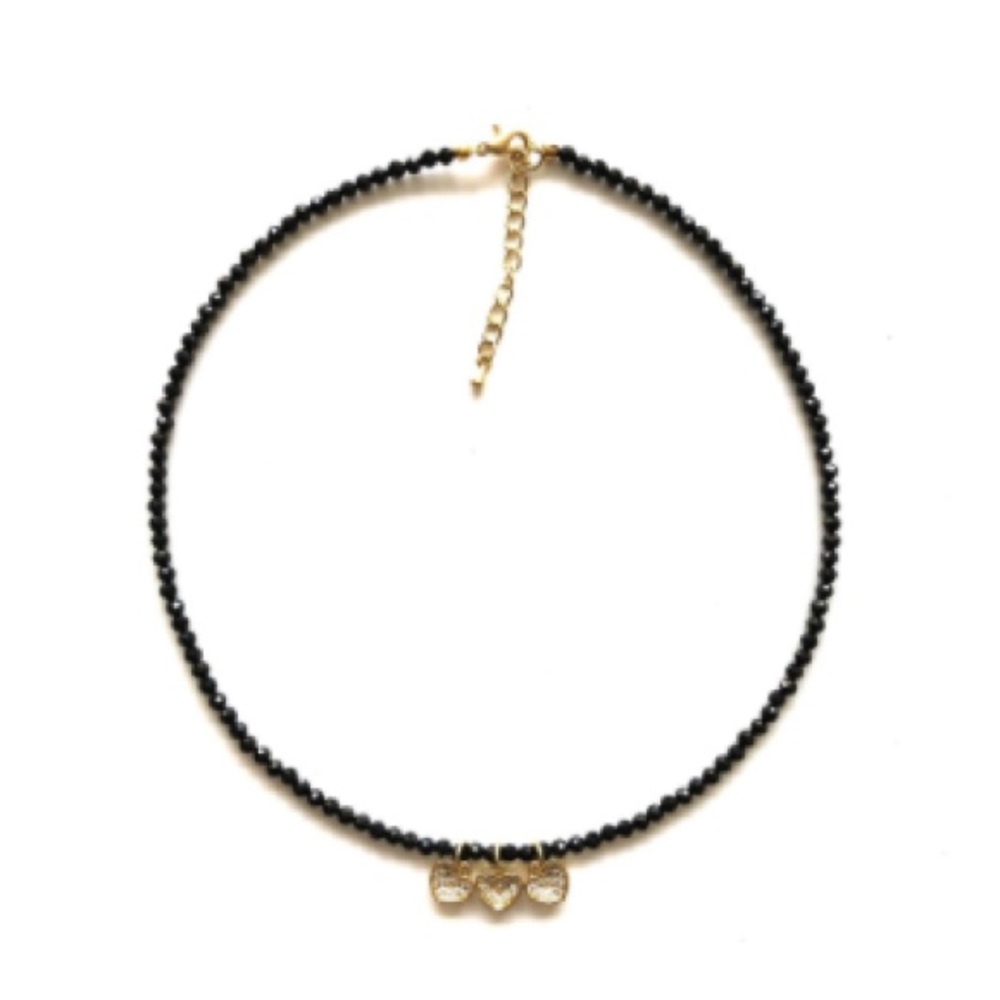 Shop Black Onxy and Gold Heart Charm Necklace